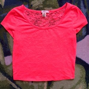 Neon crop top with lace back